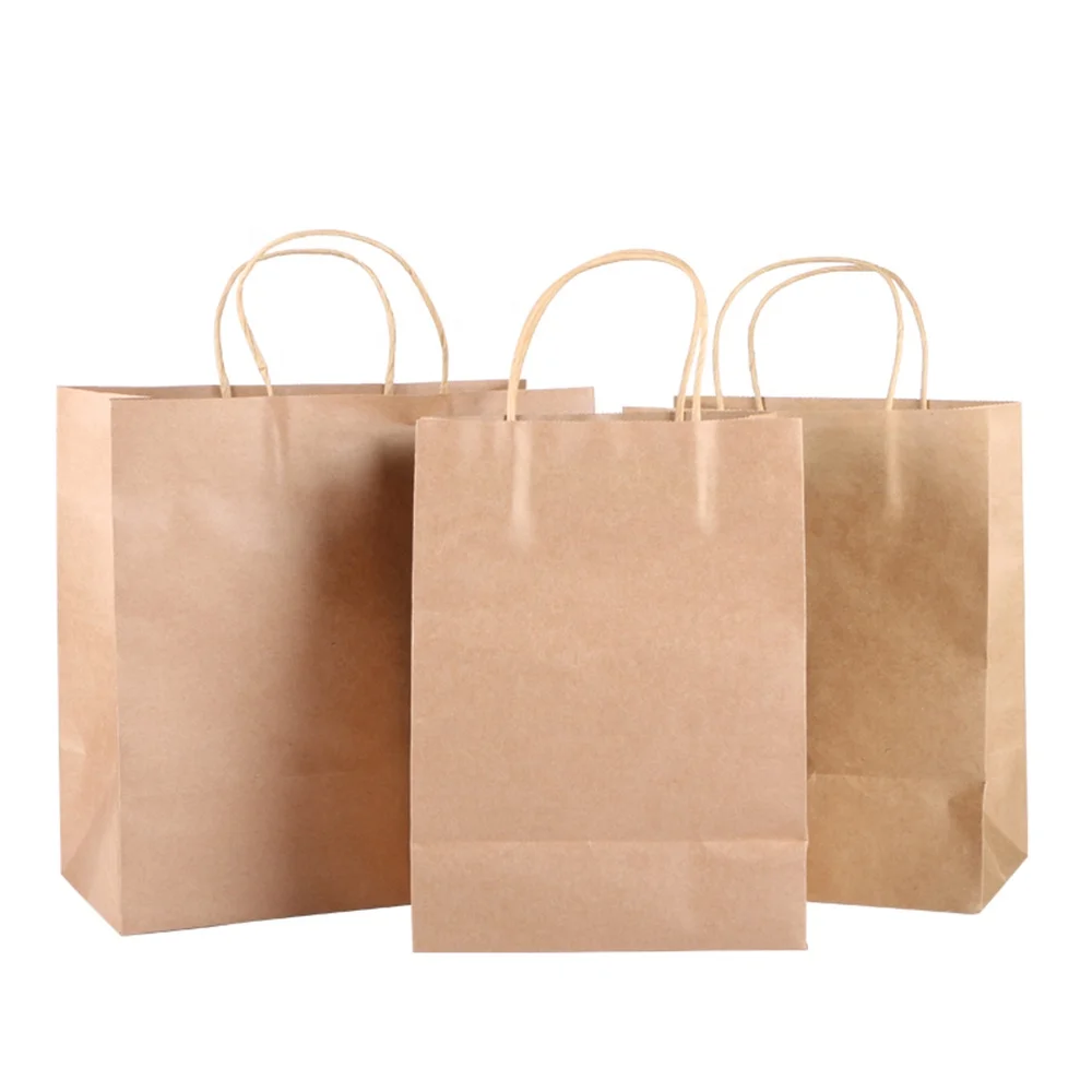 

Wholesale Eco-friendly recycled custom logo printed paper bags brown kraft paper bag for food & beverage packaging from china