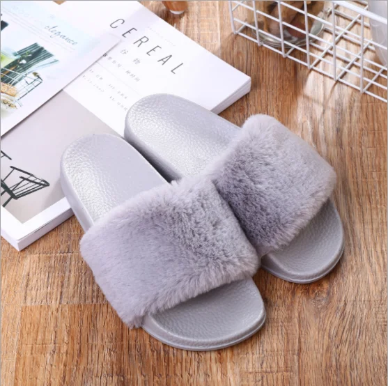 

Wholesale slippers fashion women's shoes Plush flip flop flat bottom Plush comfortable antiskid slippers, Black ,khaiki,gray,pink