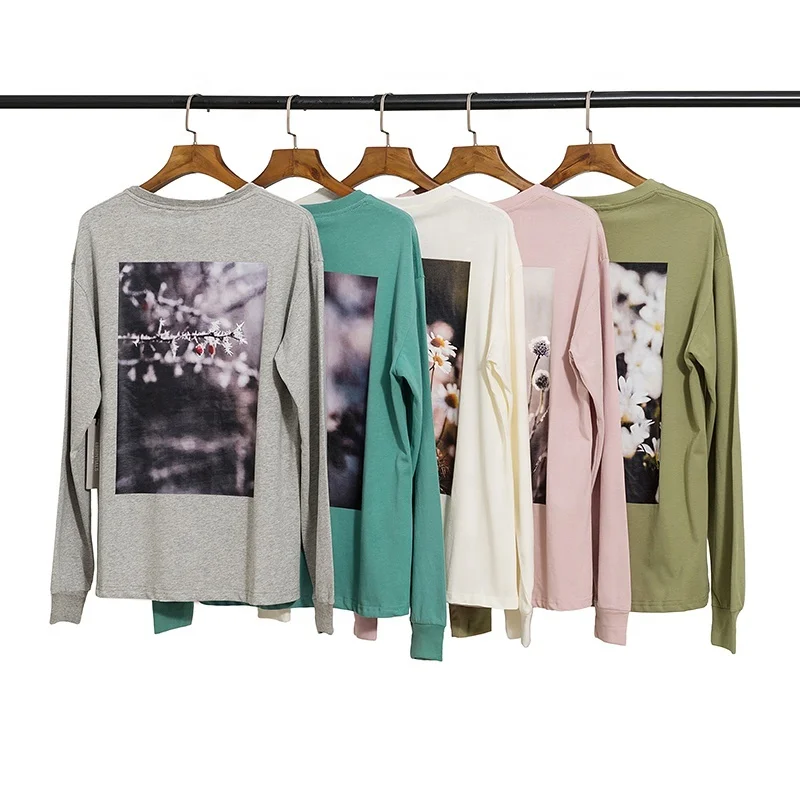 

Ladies FOG casual cotton soft clothing landscape pattern printing ESSENTIALS reflective printing long-sleeved T-shirt