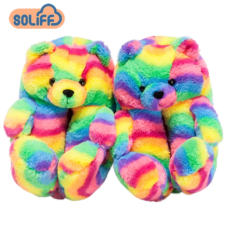 

Hot Sale Adult Teddy Bear Slippers Winter Warm Teddy Bear Slippers Plush Women Girls Teddy Bear Slippers, Customized colour