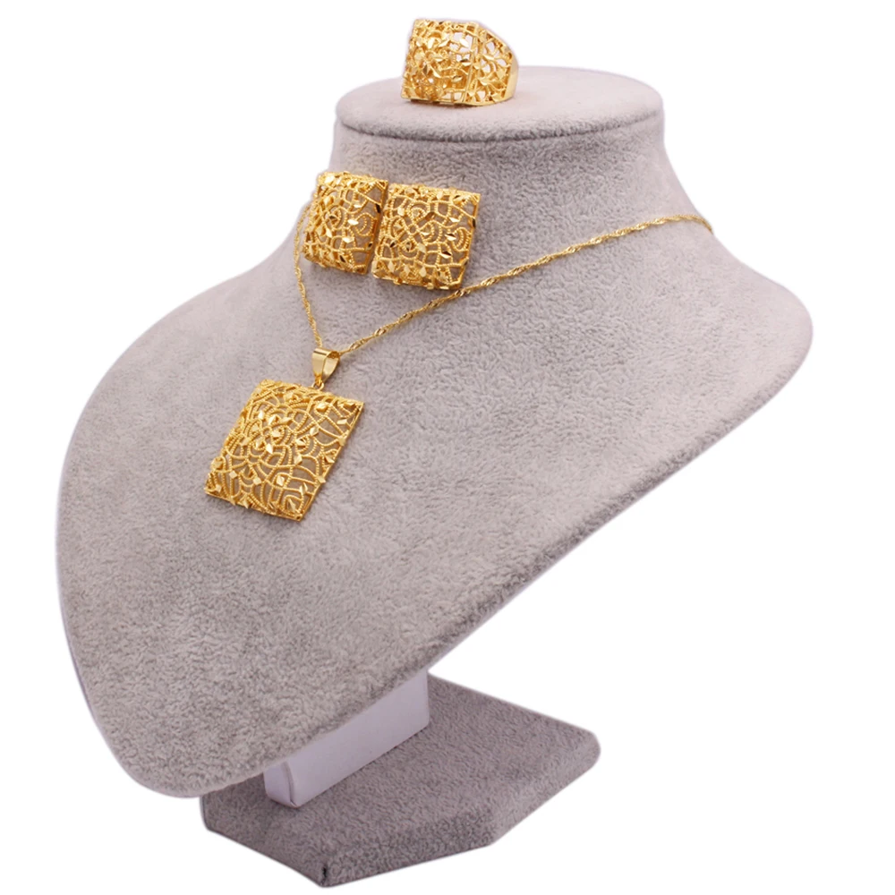 africa nigeria brazilian custume 2021 women 3 piece 18k carat gold plated arabian jewellery artificial jewelry sets