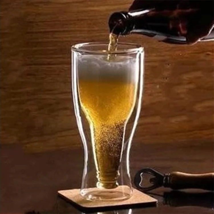

Heat resistant double wall beer beer mugs glass, Transparent
