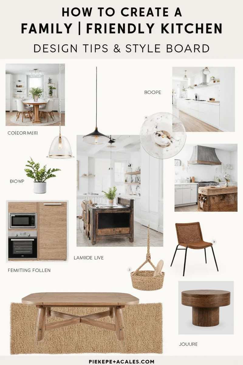 Kitchen mood board with fabric swatches and color samples