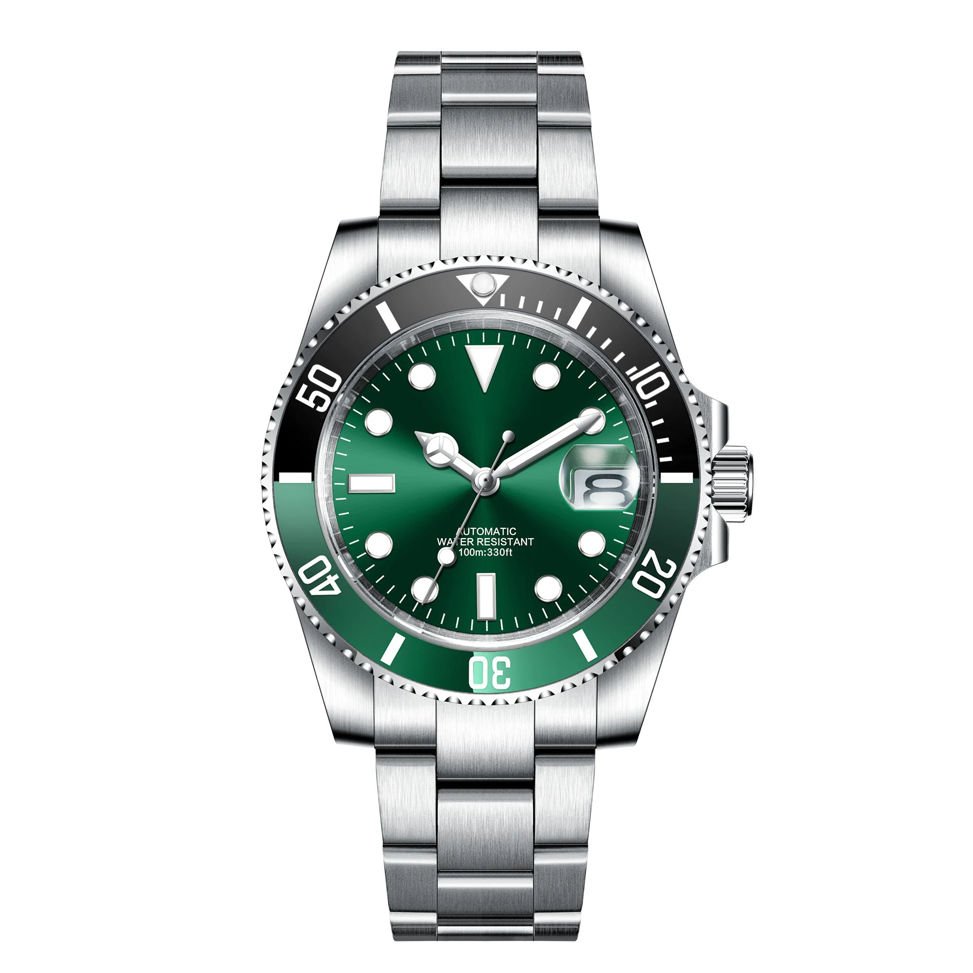 

Hot sale 40mm Green Dial Sapphire Glass Date 10ATM Automatic Luxury Mechanical Watches For Men