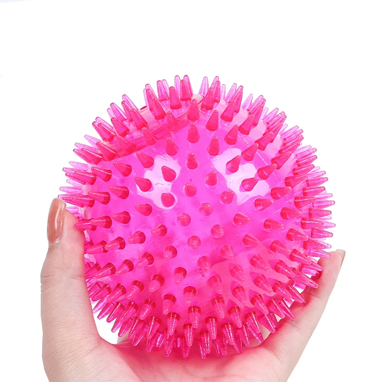 

Amazon Best Seller TPR Squeaky Spiky Ball Dog Toy for Pet, Pink/blue