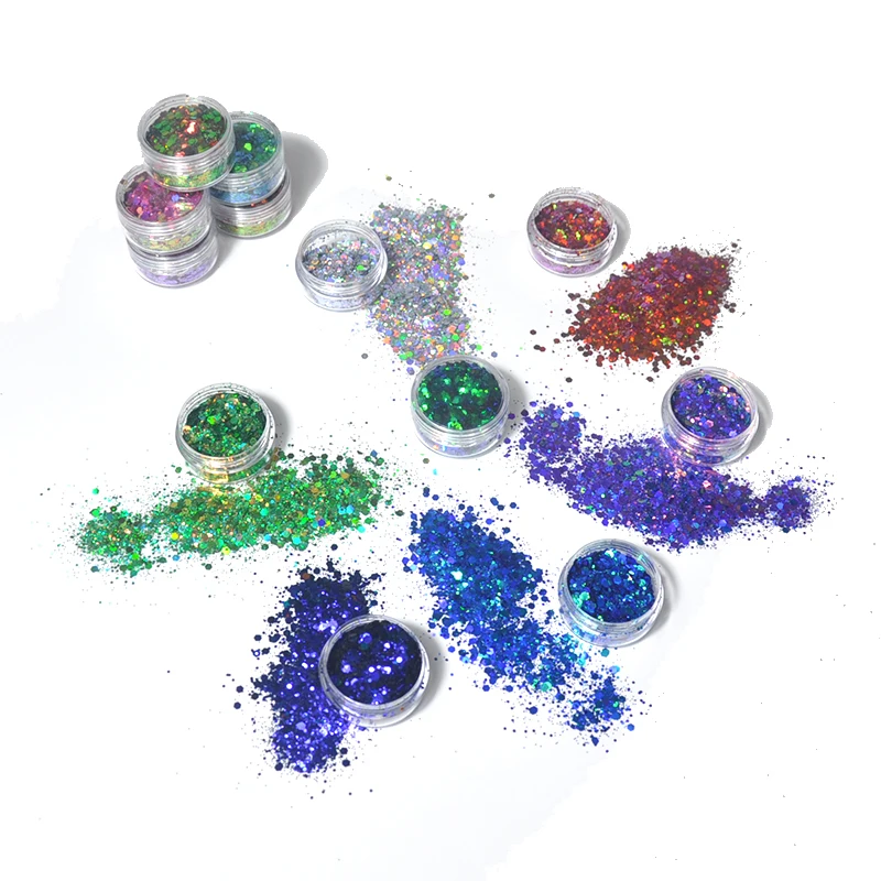 

Wholesale Non-toxic Polyester Extra Fine Glitter Powder Holographic Mixed Chunky Glitter