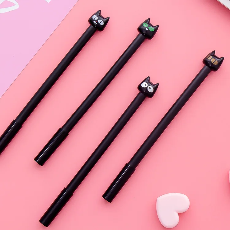 

Korean Creative Black Cat Head Gel Pen Signature Ball Pens Black Student kids gifts office Stationery Manufacturer