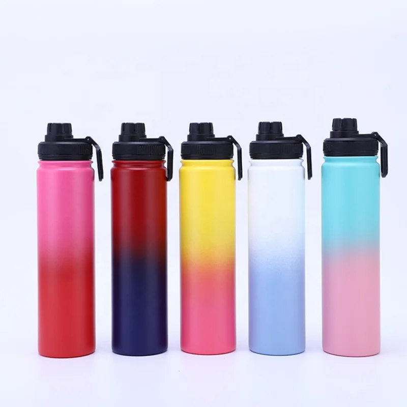 

Ready to Ship 24 OZ Double Wall Stainless Steel Insulated Portable Water Bottles with Multiple Lids, Assorted