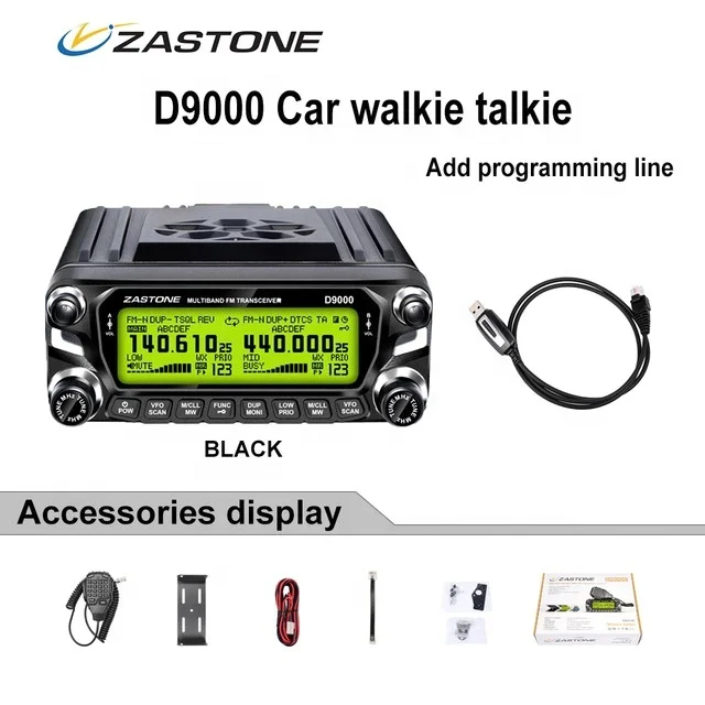 

New Model Zastone D9000 Production High Quality Walkie Talkie dual band Mobile Transceiver Base Station, Black