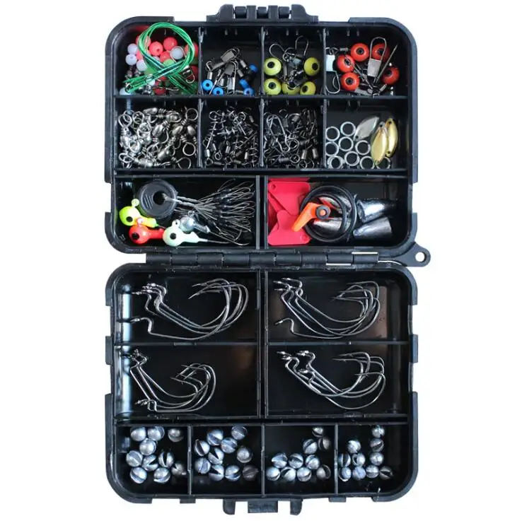 

WEIHE 160Pcs/box Of Fishing Accessories Combo Kit Including Swivel Fixed Bead Swivel Connector Crank Hook Fishing Plumb Bob