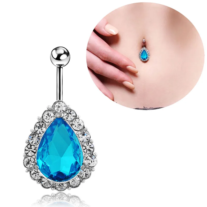 

Newest Exaggerated Water Drop Belly Button Surgical Steel Belly Button Rings for Women Girls Gift, Silver