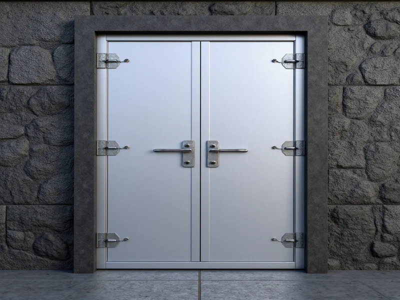 Reinforced storm shelter door with 6 anchor bolts