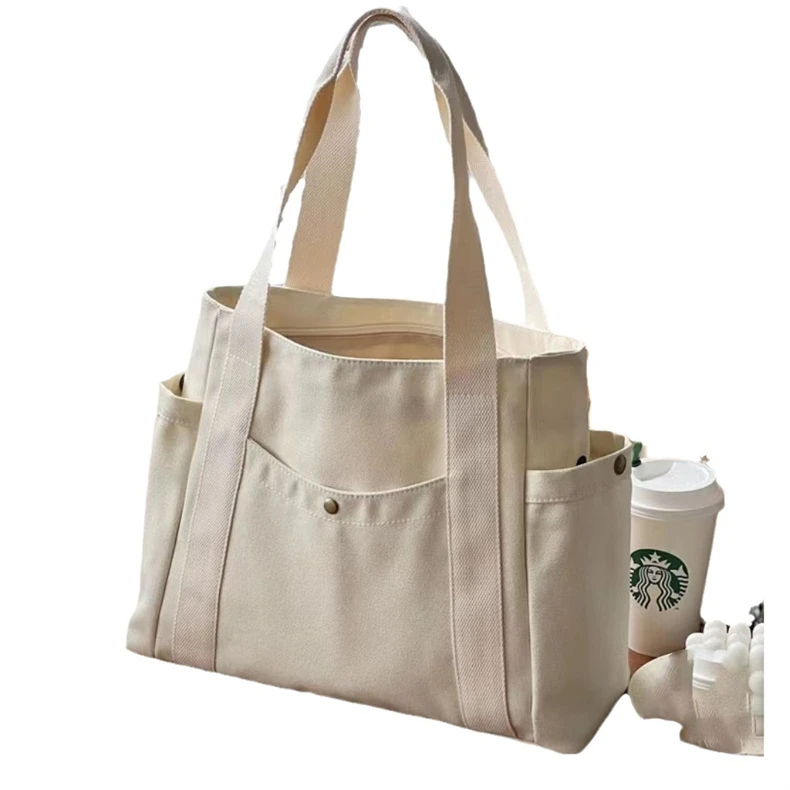 Customized Eco Foldable Extra Large Heavy Big Thick Capacity Casual Zipper Shopping Tote Bag Oversized Cotton Canvas Bag