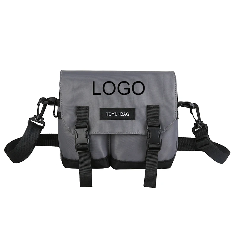 

Cheap Black custom Logo Printed Men Polyester Shoulder Bag Leisure Outdoor Sport Messenger Bag