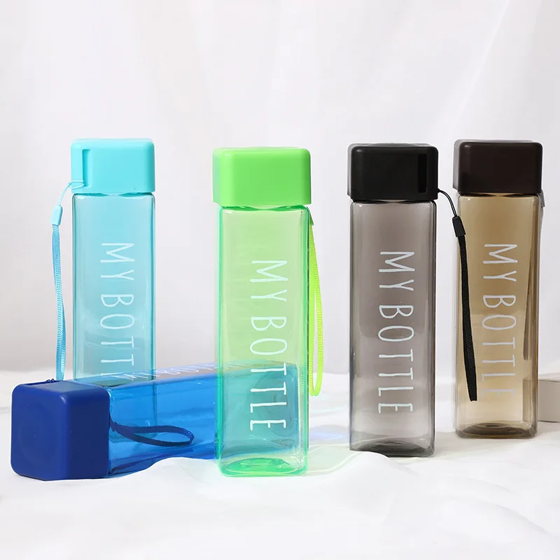 

500ML Amazon Top Seller Clear Transparent Botellas De Agua Square Cute Clear Plastic Water Bottle with Custom Logo