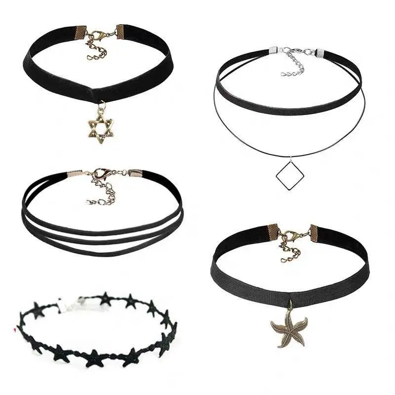 

Fashion Hot Sale Ladies Sexy Gothic Lace Choker Necklace Sets for Women, As picture