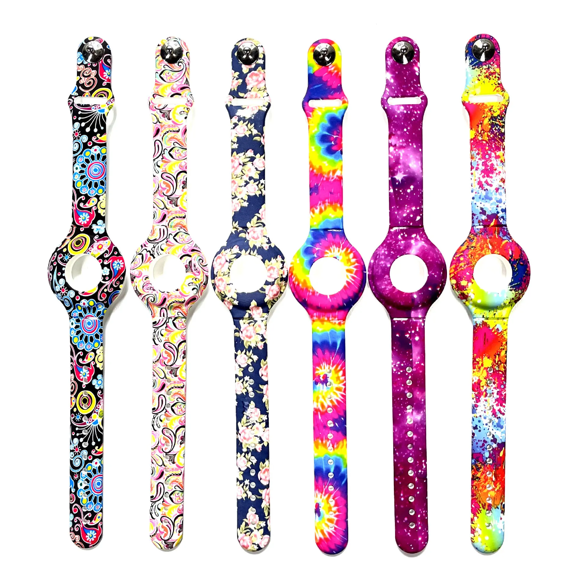 

Lianmi Charm Bracelet Fashion Camo Leopard Starry Sky Tie Dye Skull Print Pattern Silicone Watch Band For Airtags Strap, Multi colors/as the picture shows