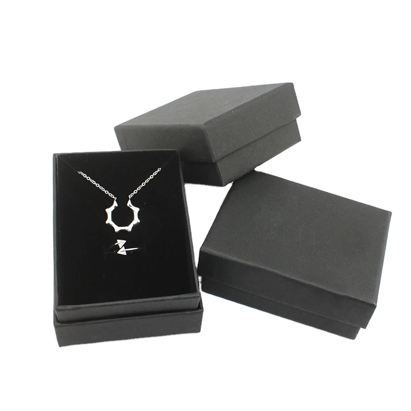 

Black Kraft Paper 7x9 Jewelry Packaging Jewelry Box Imitation Leather Black Ring Box Necklace Box