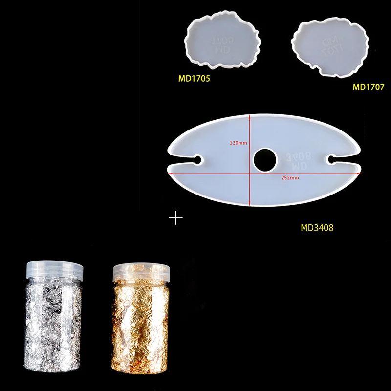 

5Pcs DIY Crystal Epoxy Resin Mold Wine Holder Coaster Mold Gold Foil Paper Suit