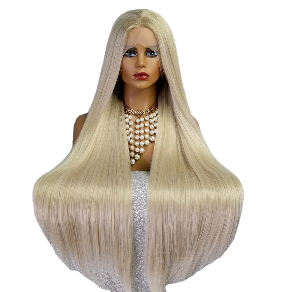 

Synthetic Lace Wig Gradient gold Long Straight Hair Colorful High Temperature Resistant Wig Cosplay Halloween Amazon hot sale