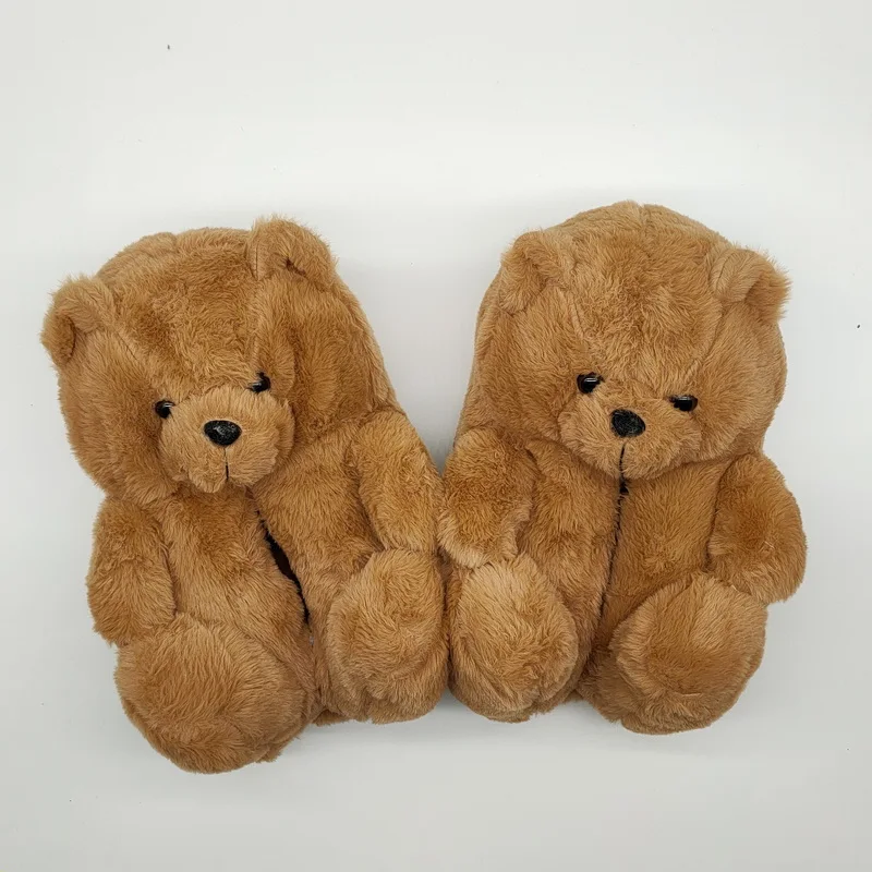 

Bedroom Soft Fluffy Bear Slip Fur Teddy Bear Slippers, 6 colors