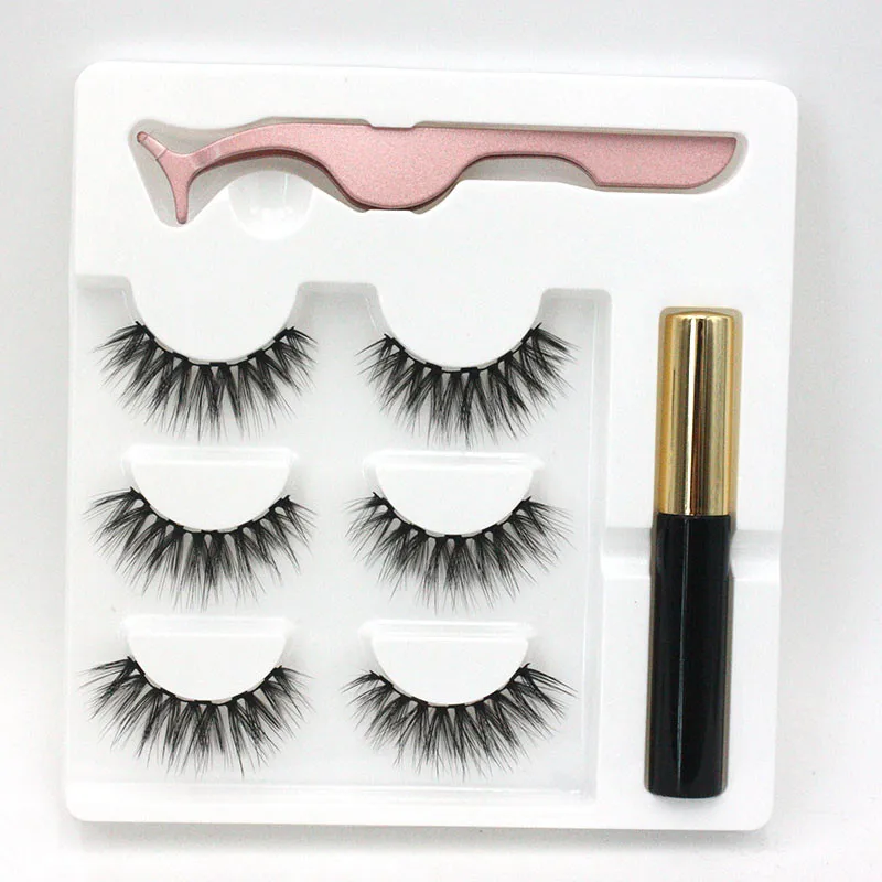 

Wholesale 3D 5D Faux Mink Lash Make up Makeup Magnetic Faux False Handmade Eyelash Glue Mink Real Fur Strip Private Label lashes, Natural black