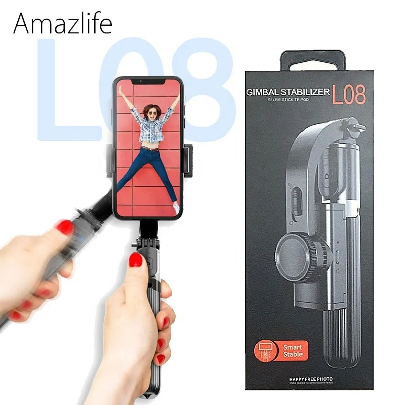

Amazlife L08 Handheld Wireless Blue tooth Mobile Phone Gimbal Stabilizer Vlog Anti Shake Monopod Tripod Selfie Stick