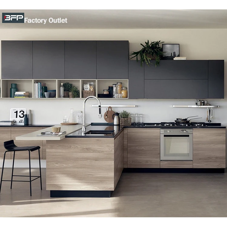 BFP Customized New Model Light Free Standing Flat Pack Kitchen Unit Mueble De Cocina De Madera