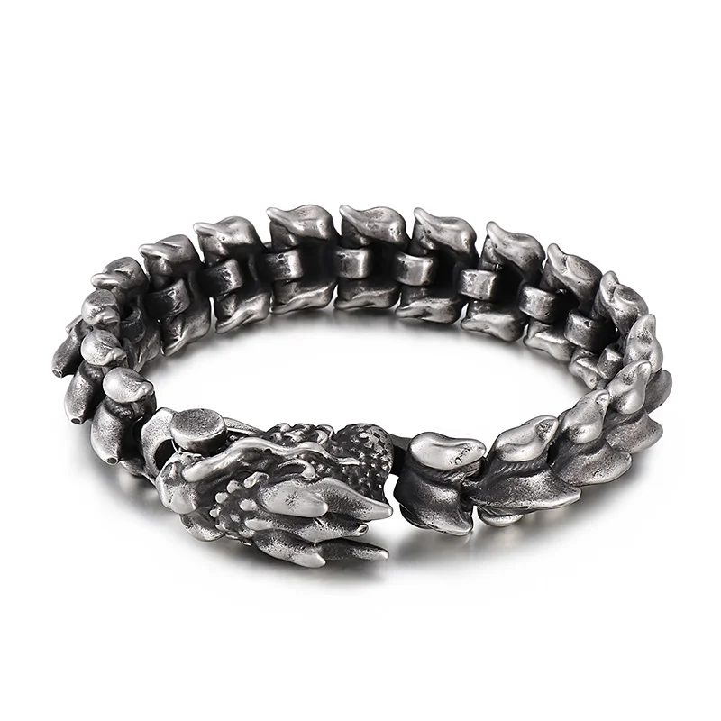 

KALEN Vintage Black Keel Chain Bracelets & Bangles Stainless Steel Charms Dragon Head Bracelet pulseras para hombre premium