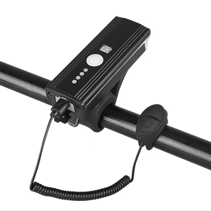 

USB Rechargeable Bike Light Smart Battery Display 4 Modes Night Riding Led Flashlight Speaker Bicycle Front Light, Black