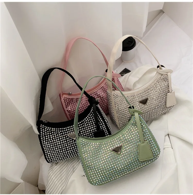 

Diamonds Underarm Bags Classic Style Fashion Brand Handbags Luxury Women One Shoulder Bags Rhinestone Summer Small Purses, As the picture shows