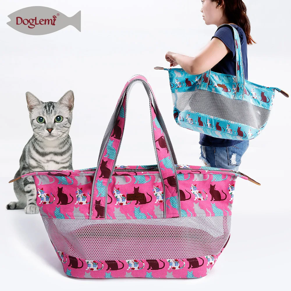 

Canvas Fabric Accept Custom Foldable Mascotas Products Cat Pet Travel Bag, Blue,rose