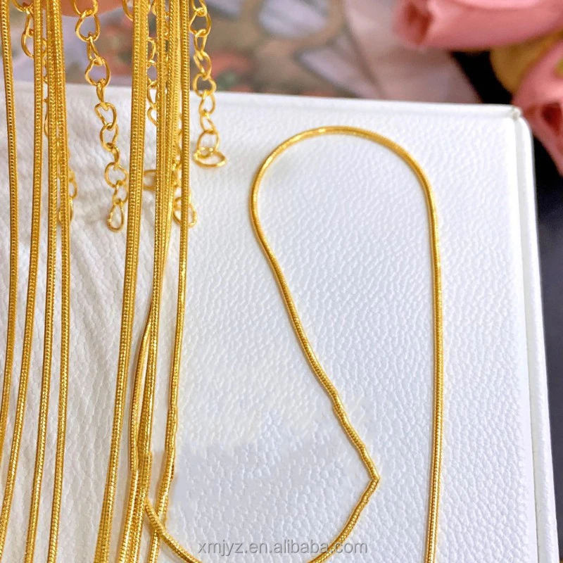 

Certified A Large Number Of Spot 5G Gold Snake Bone Necklace Women's Gold Box Eight-Word Chain Lips Chopin Necklace Blade Choker