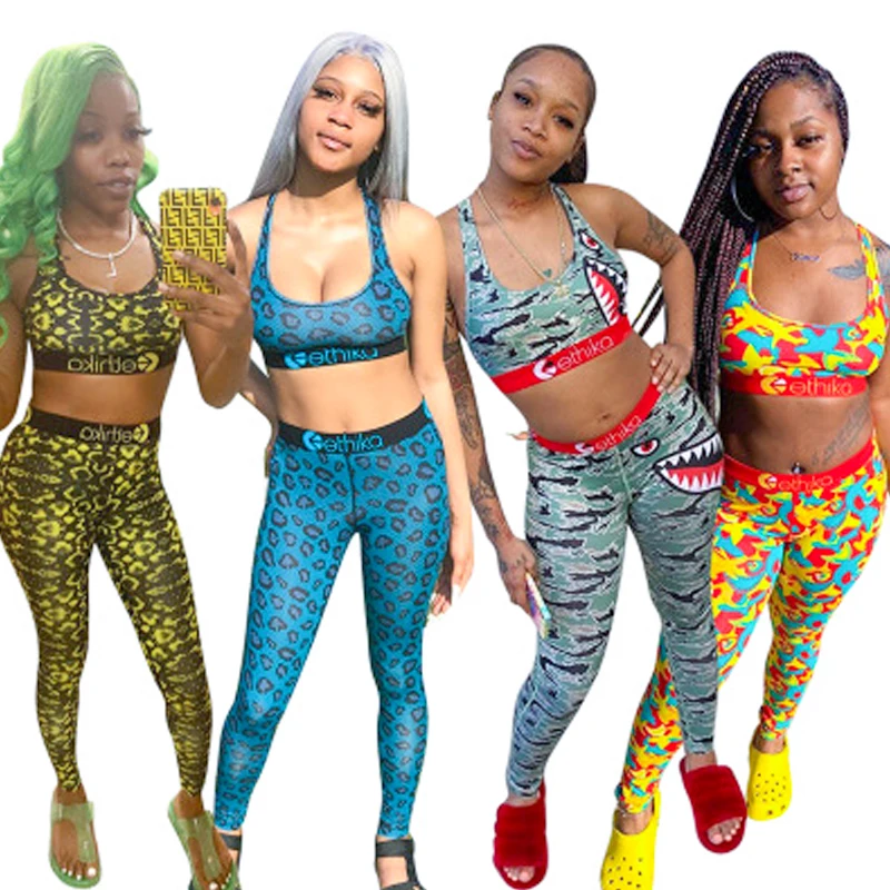 

2021 Summer Woman Sexy 2 Piece Outfits Shorts Sets yoga Women Ethika Two Piece Set, Customized color