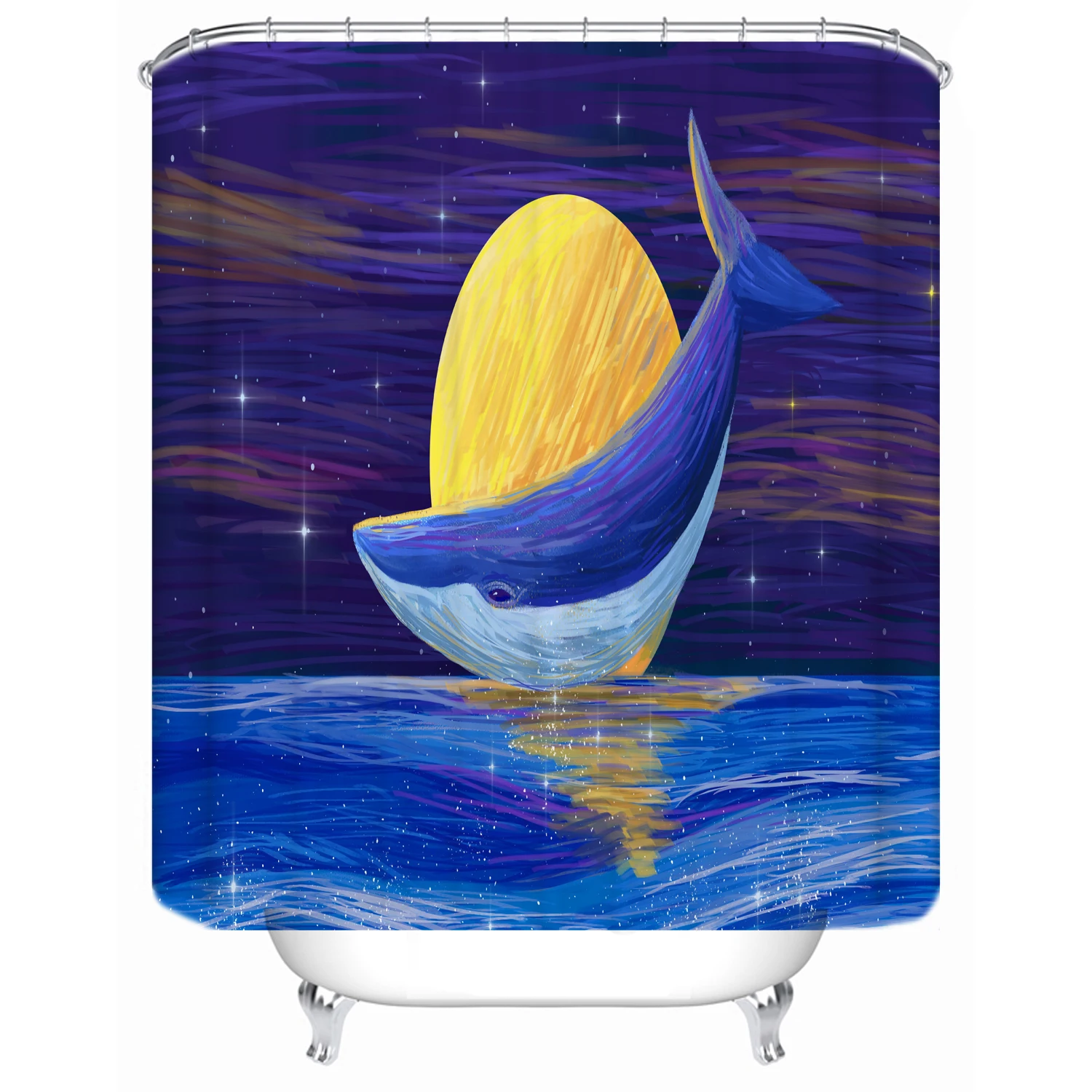 

180x180cm Bathroom block bathtub waterproof shower curtain oil painting big fish can be customized printing shower curtain, Picture