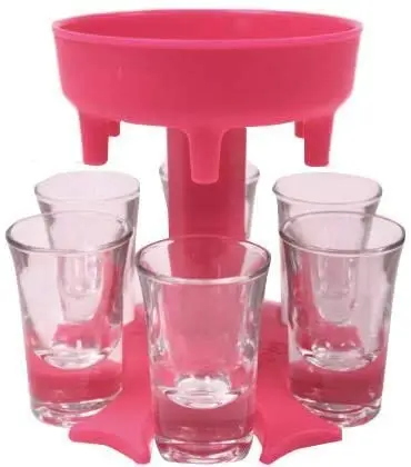 

Drinking Games New arrival 6 Shot Glass Dispenser and holder sets for filling up 6 shot glasses at the one time, Customized