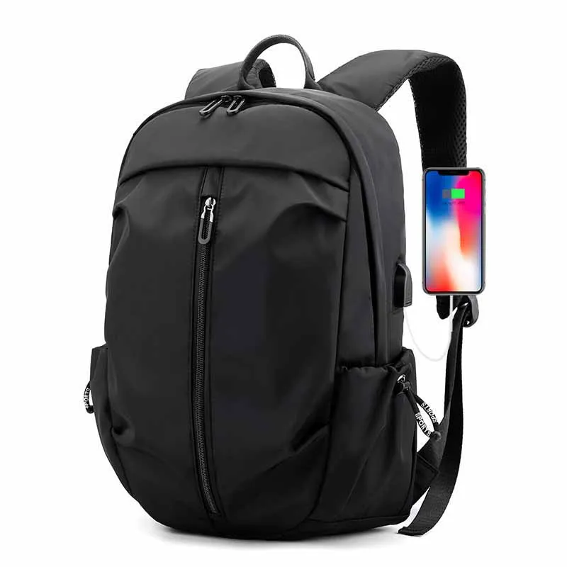 

Customized USB Charging Backpack Men Nylon Waterproof Travel Bag Simple Laptop Backpacks