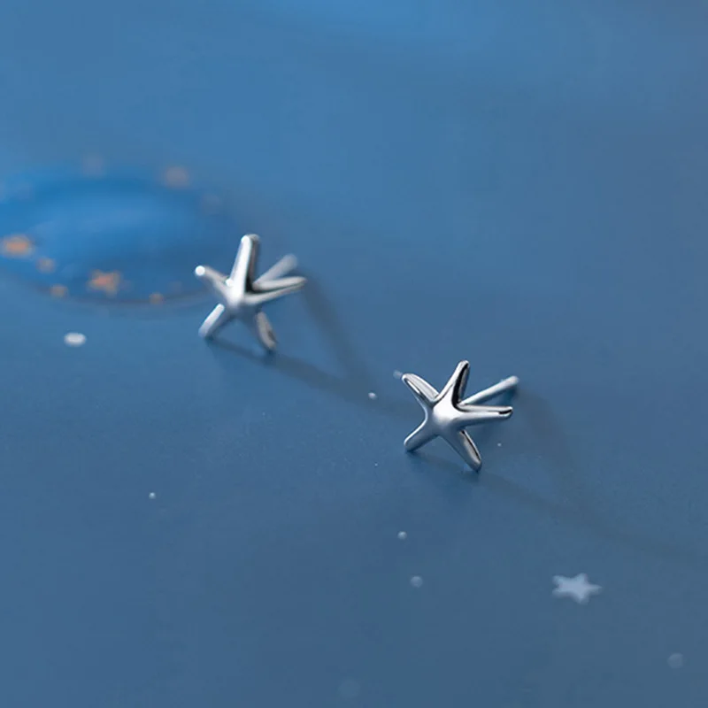 

cheap jewelry 925 sterling silver minimalist starfish stud earrings women