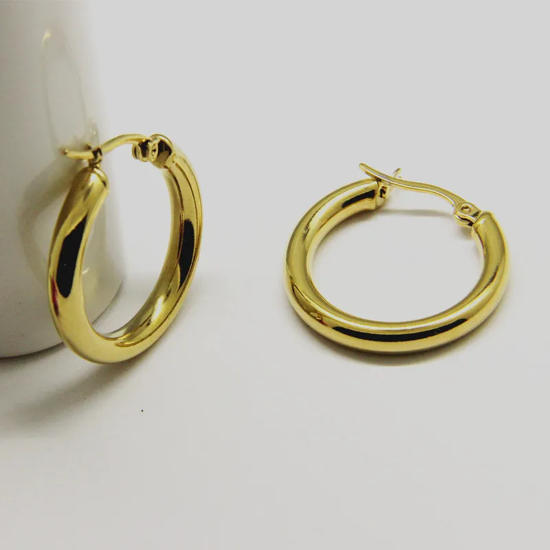 

Trendy 2020 fashion jewelry gold plated circle stainless steel earrings, Steel/gold