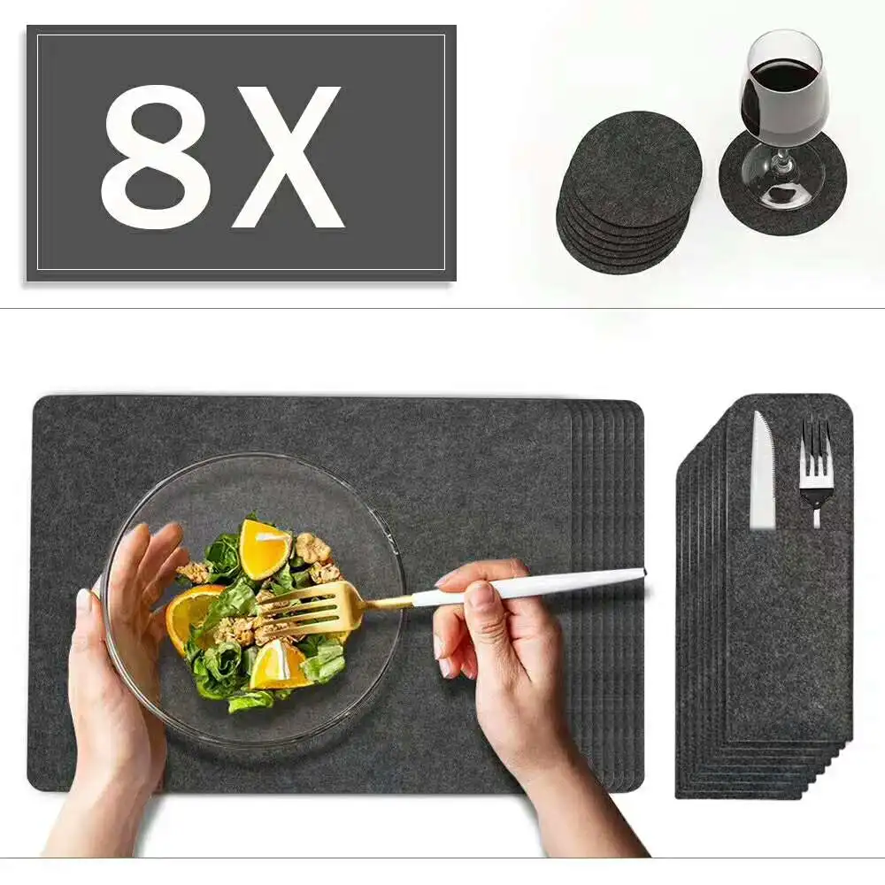 2020 Recyclable Felt Placemats Set Round Glass Coaster Rectangular