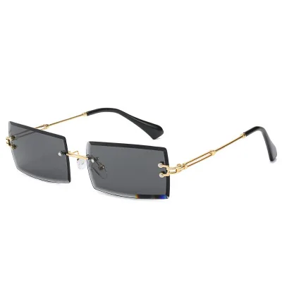 

New Fashion Gradient Vintage Retro Rimless Eyewear Frameless Small Square Sunglasses, Mix color