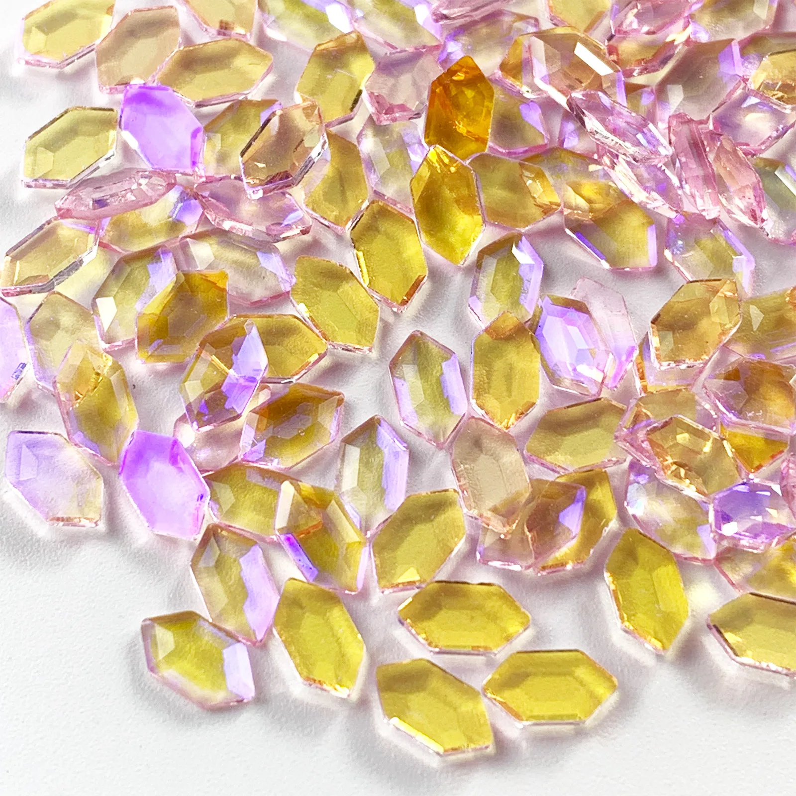 

Pink Aurora special-shaped flat bottom crystal glass nail patch for decorative nail