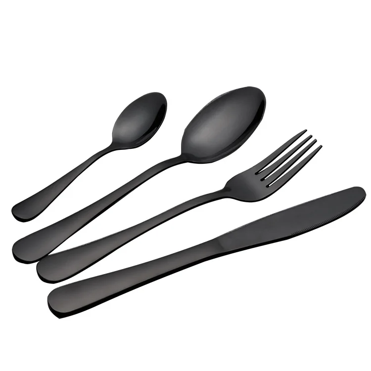 

Travel Camping Portable Bulk Fork Knife Spoon Custom Stainless Steel Black Cutlery Flatware Set, Gold,silver,black,color