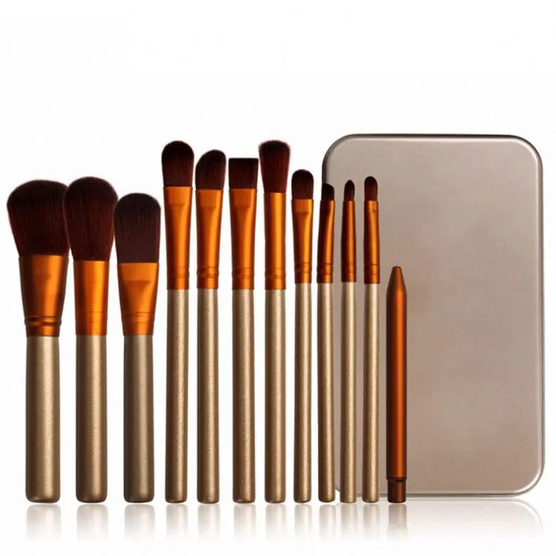 

2021 High Quality Fashion gold Eye Brush Makeup Set Logo Private Label Makeup Brush Set