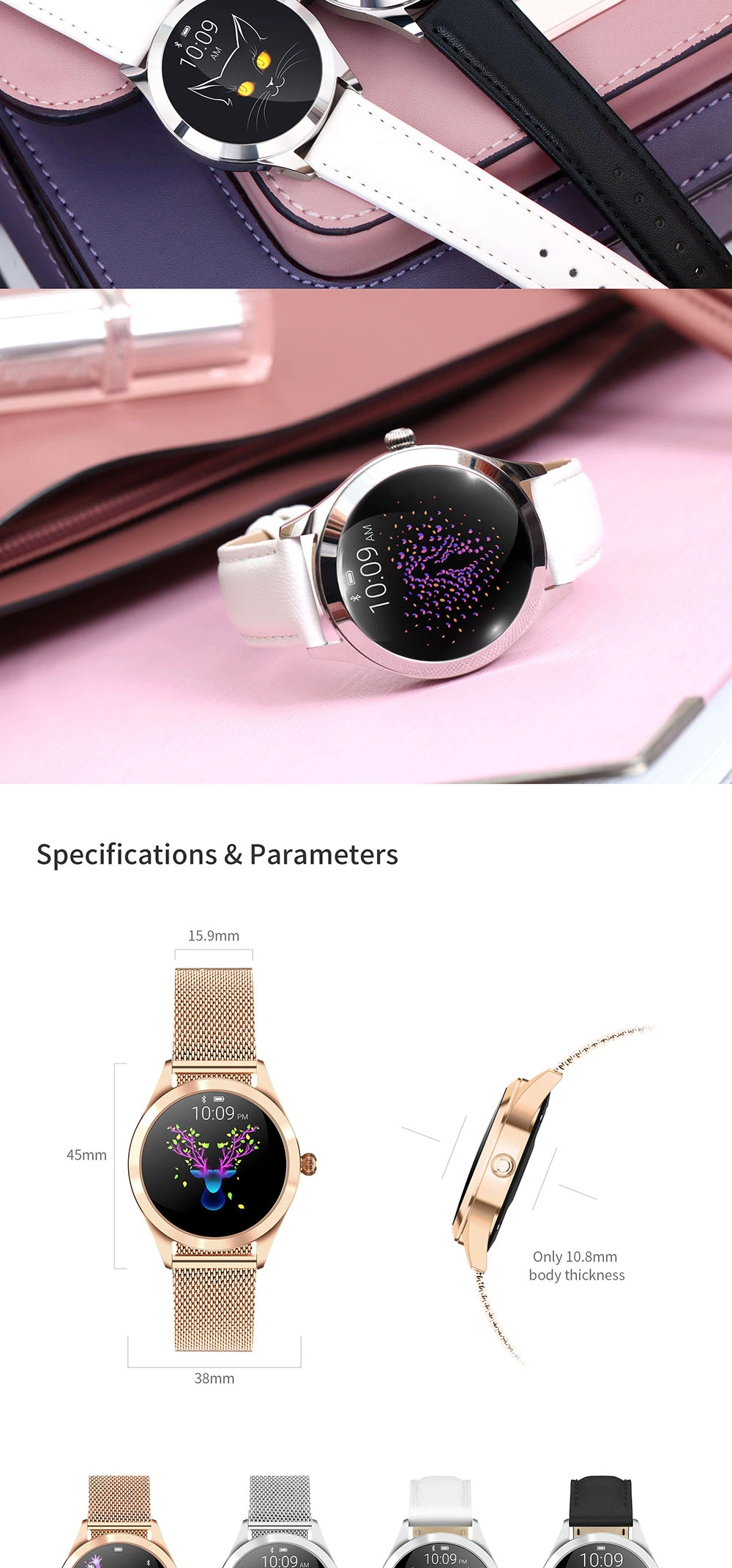 Heart Rate Monitor Smartwatch Kw10 Ce Rohs Bt Messages Sync Smart Watch