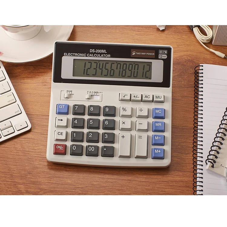 Wholesales 12 digits two way power calculator Electronic solar cell calculator desk office big display calculator