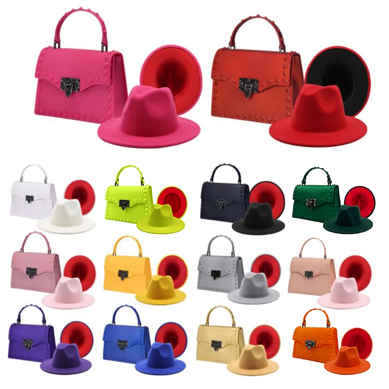 

Ladies Handbags Womens Fedora Bag Set Two Tone Colour Girls Fedora Hat And Purse Sets 2022 Fedora Hats And Purse