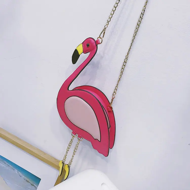 

Fashion Pu Leather Embroidery Flamingo Shape Casual Chain Purse Ladies Shoulder Bag Handbag Women's Crossbody Mini Messenger Bag