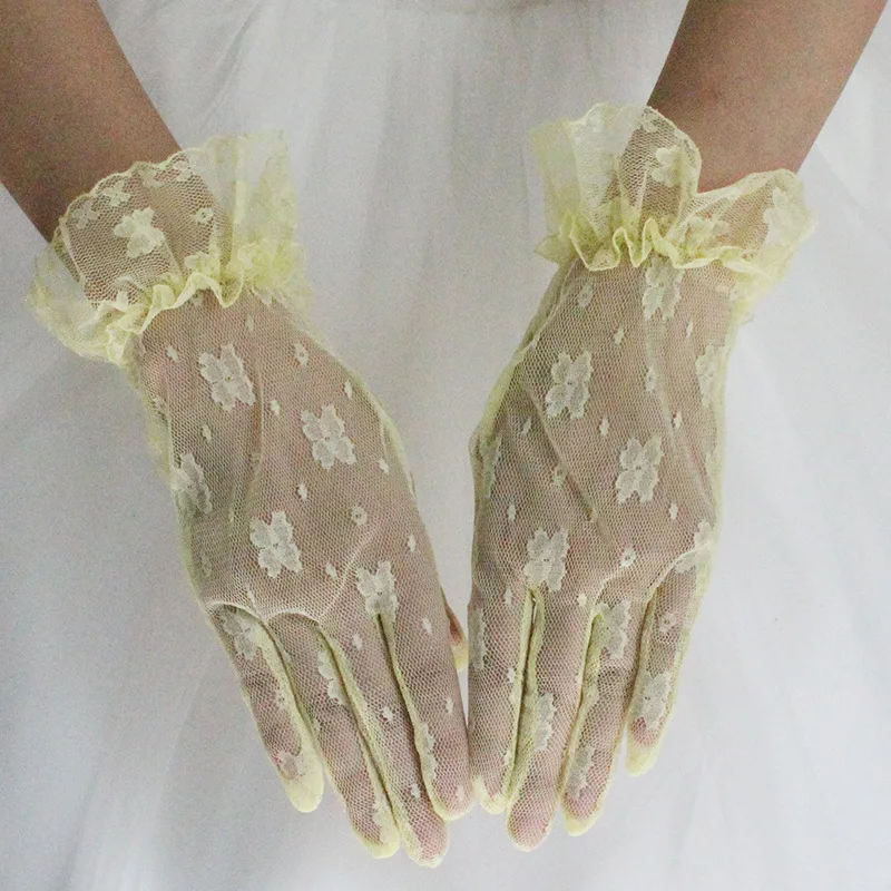 
Women Lace Gloves Short Wedding Gloves Elegant Finger Prom Gloves for Party 