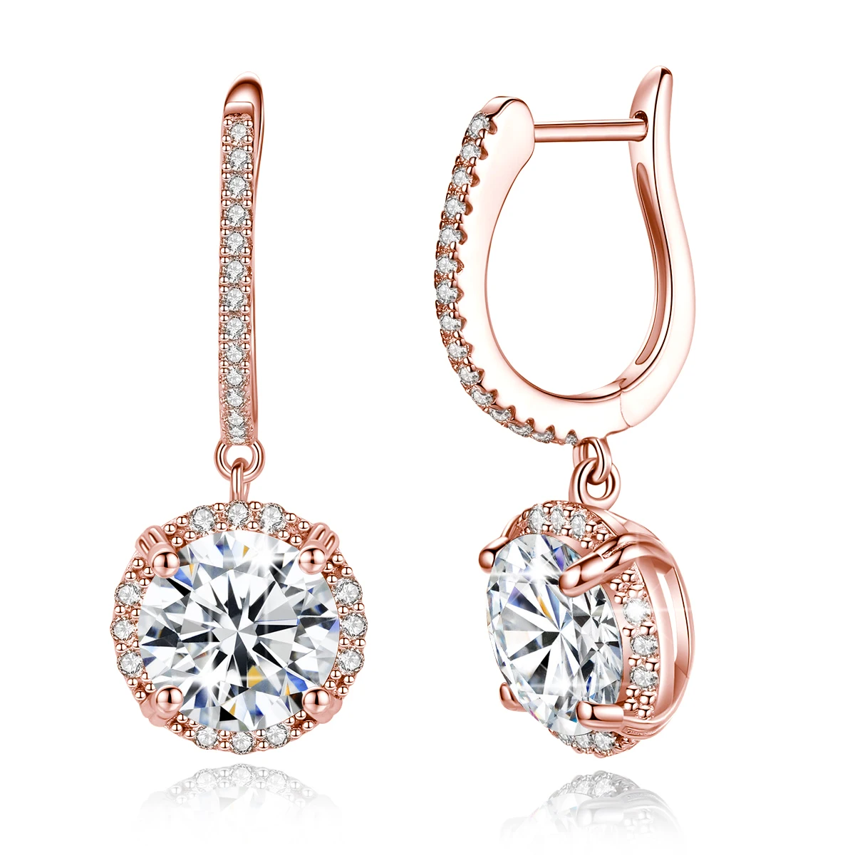 

Luxury Women Fine Gold Jewelry D Color VVS1 2 Carat Moissanite Diamond Long Earrings Real Solid 10K 14K 18K Gold Earrings